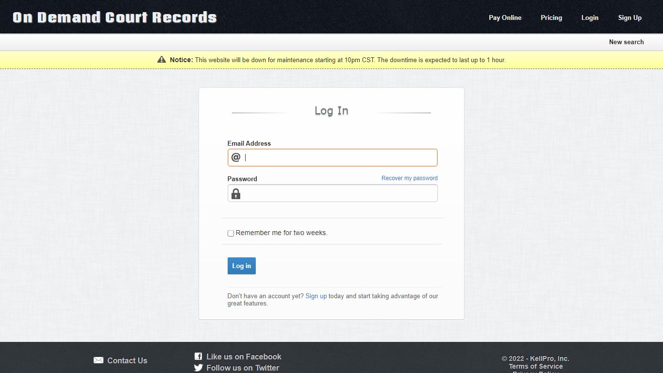 Log in | On Demand Court Records - odcr.com